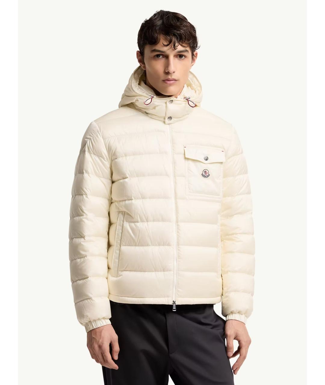 MONCLER Белый полиамидовый пуховик, фото 3