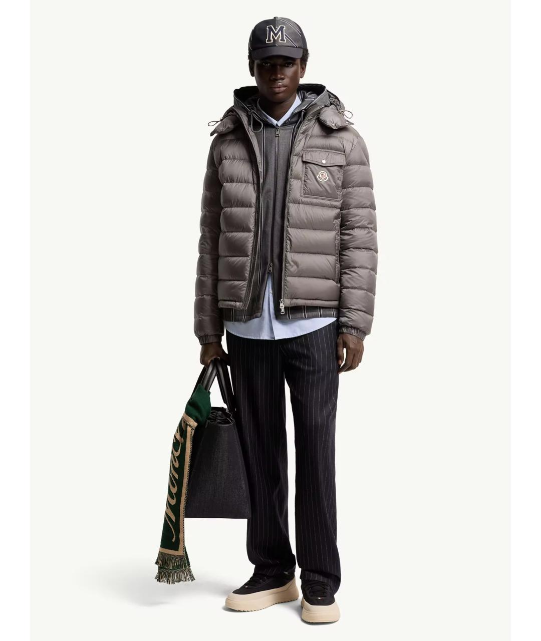 MONCLER Серая полиамидовая куртка, фото 2