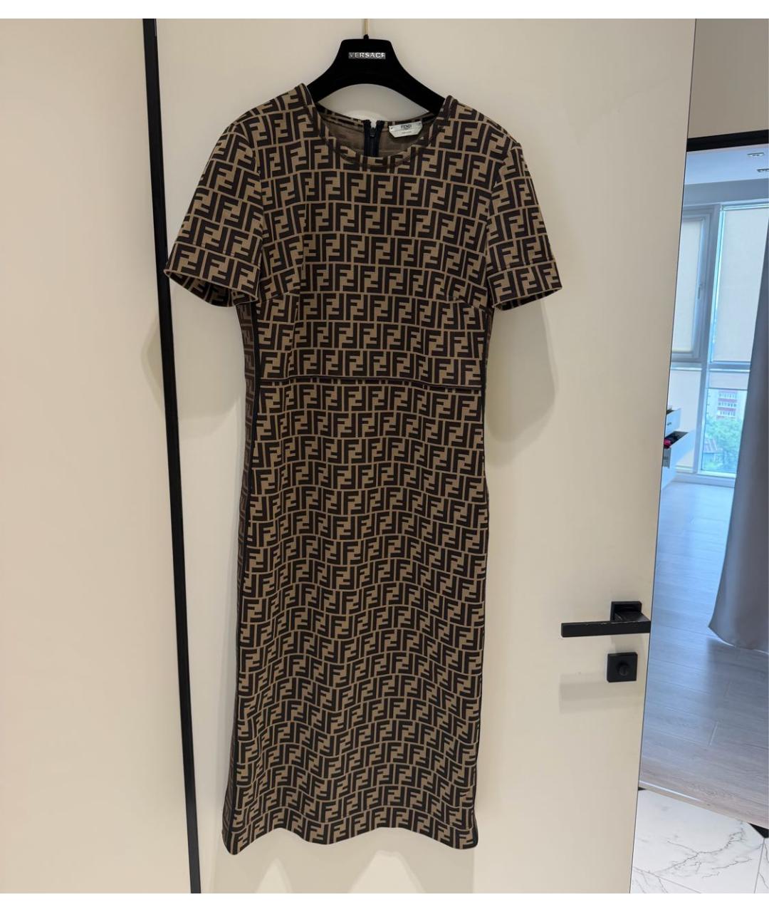 FENDI Коричневое хлопковое повседневное платье, фото 5