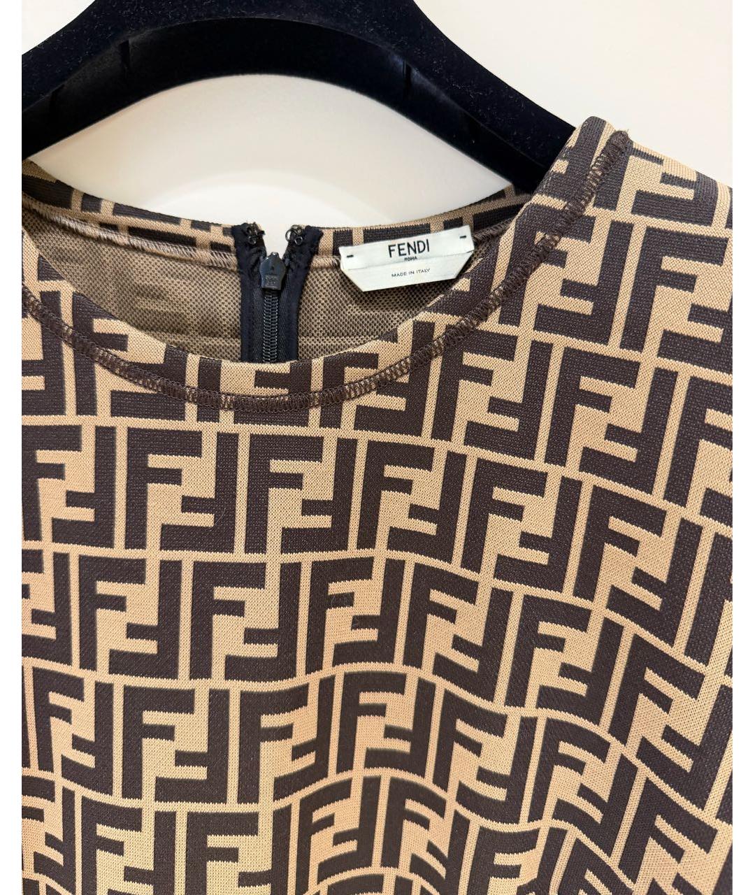 FENDI Коричневое хлопковое повседневное платье, фото 3
