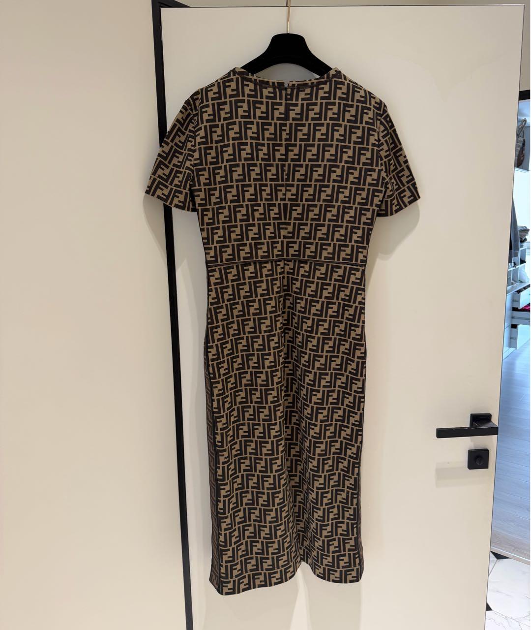 FENDI Коричневое хлопковое повседневное платье, фото 2