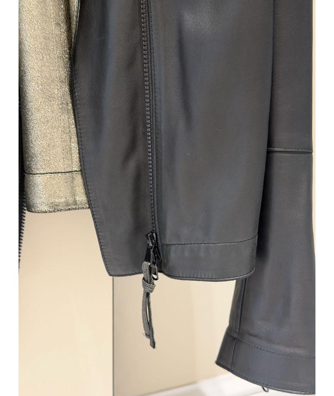 BRUNELLO CUCINELLI Антрацитовая кожаная куртка, фото 4