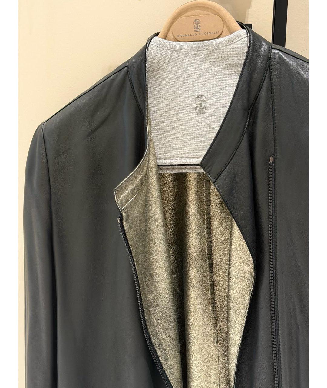 BRUNELLO CUCINELLI Антрацитовая кожаная куртка, фото 3