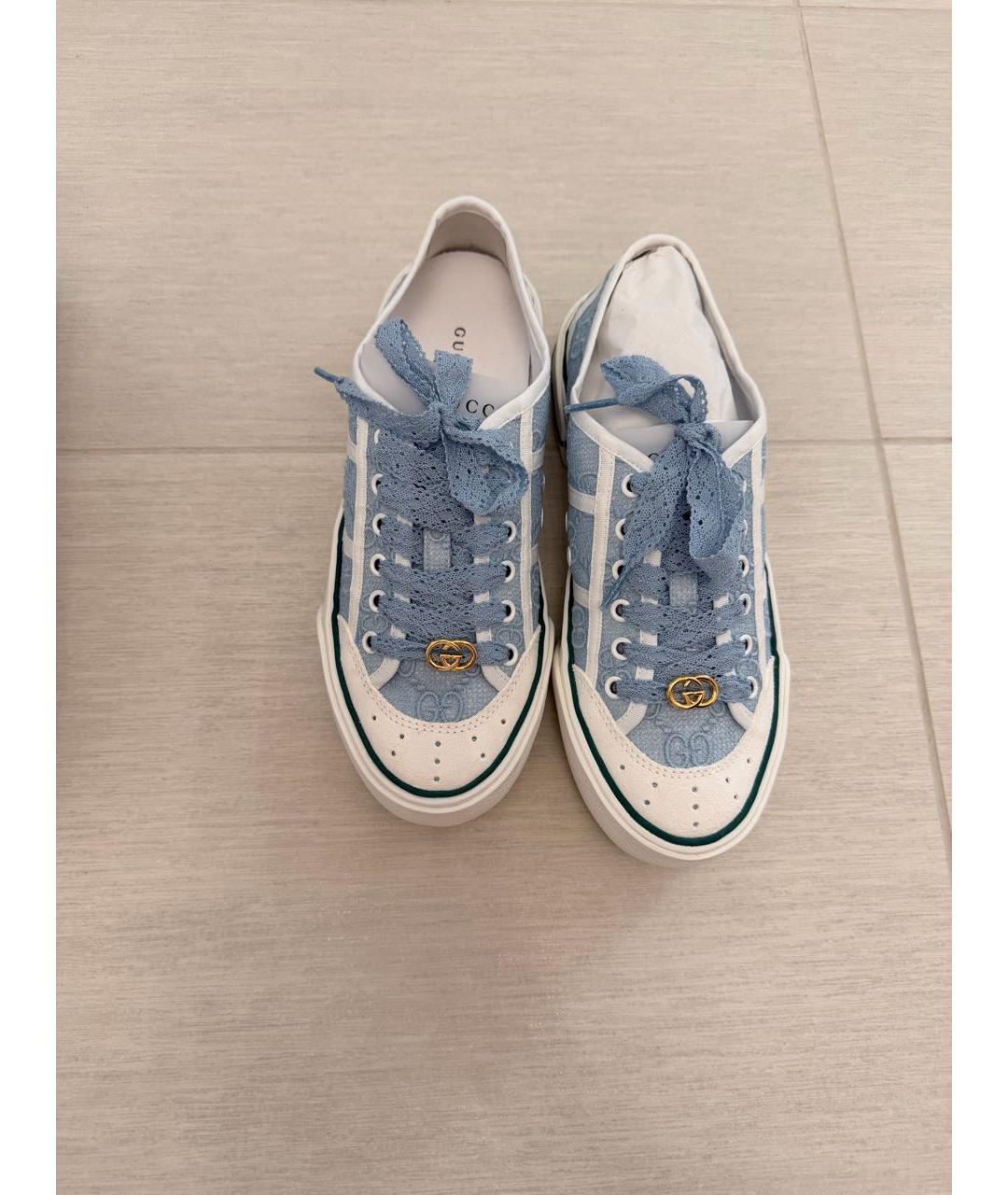GUCCI Голубые текстильные кеды, фото 3