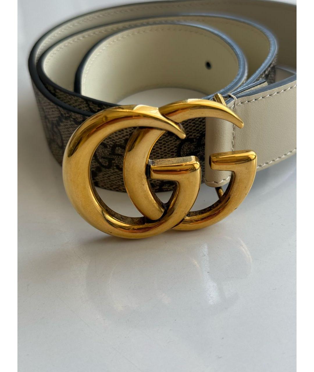 GUCCI Бежевый кожаный ремень, фото 2