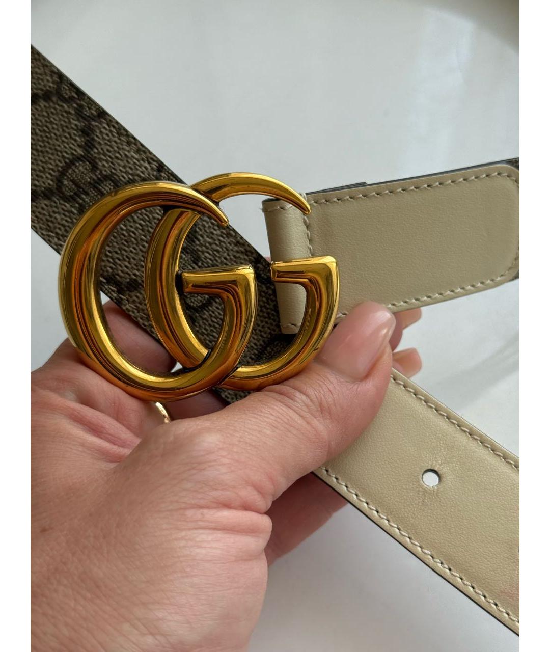 GUCCI Бежевый кожаный ремень, фото 5