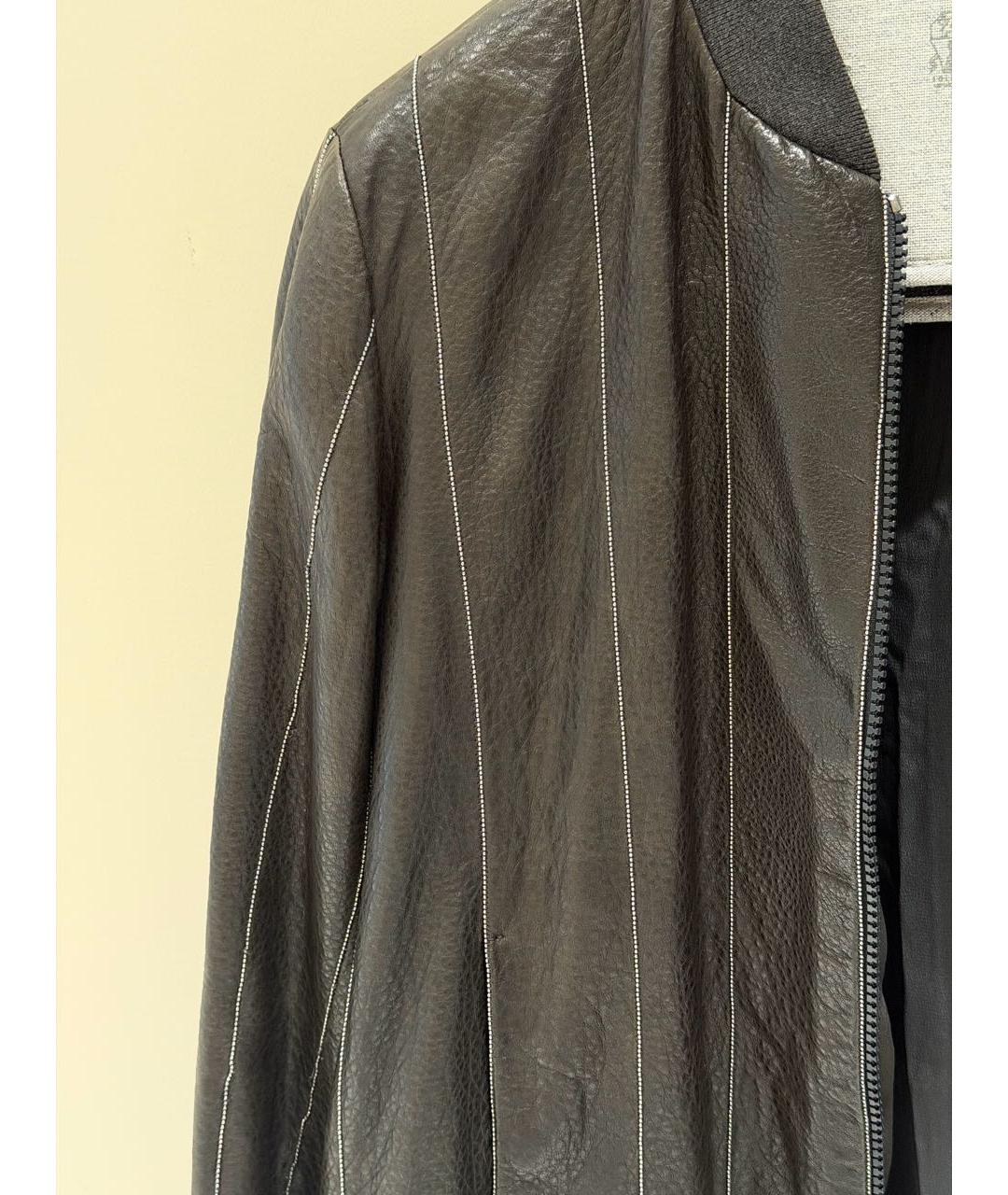 BRUNELLO CUCINELLI Антрацитовая кожаная куртка, фото 4