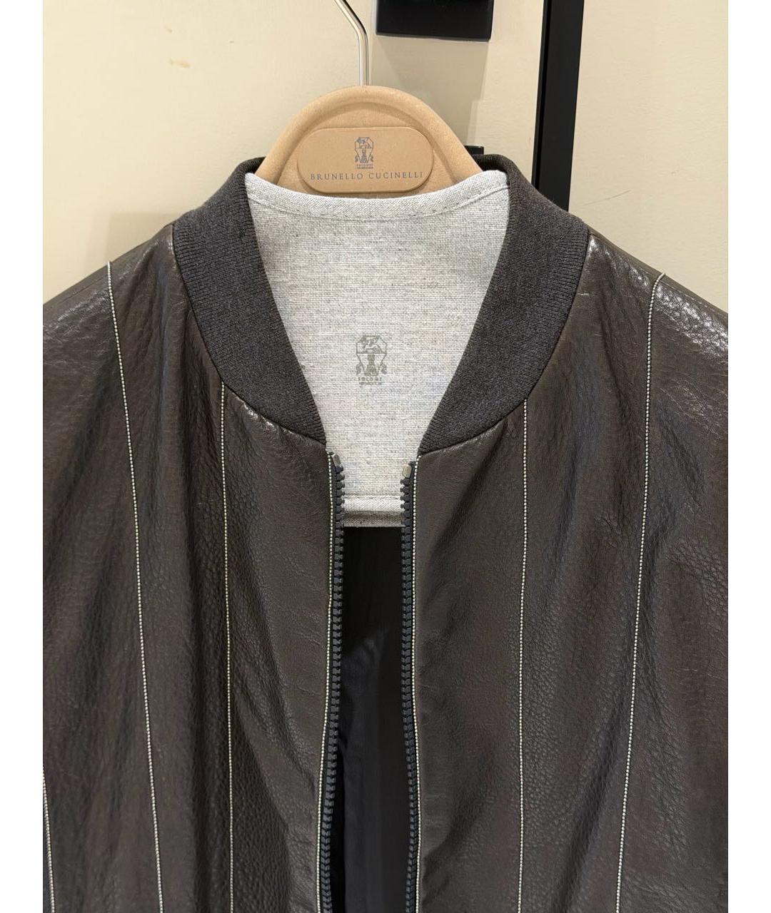BRUNELLO CUCINELLI Антрацитовая кожаная куртка, фото 3
