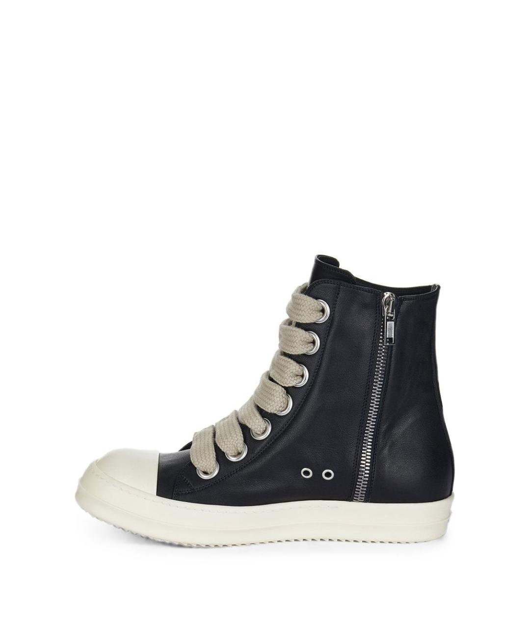 RICK OWENS Черные кожаные кроссовки, фото 2