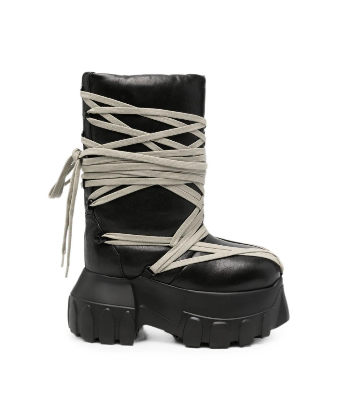 RICK OWENS Черные кожаные сапоги, фото 1
