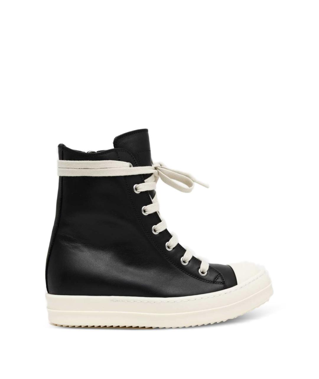 RICK OWENS Черные кожаные кеды, фото 1