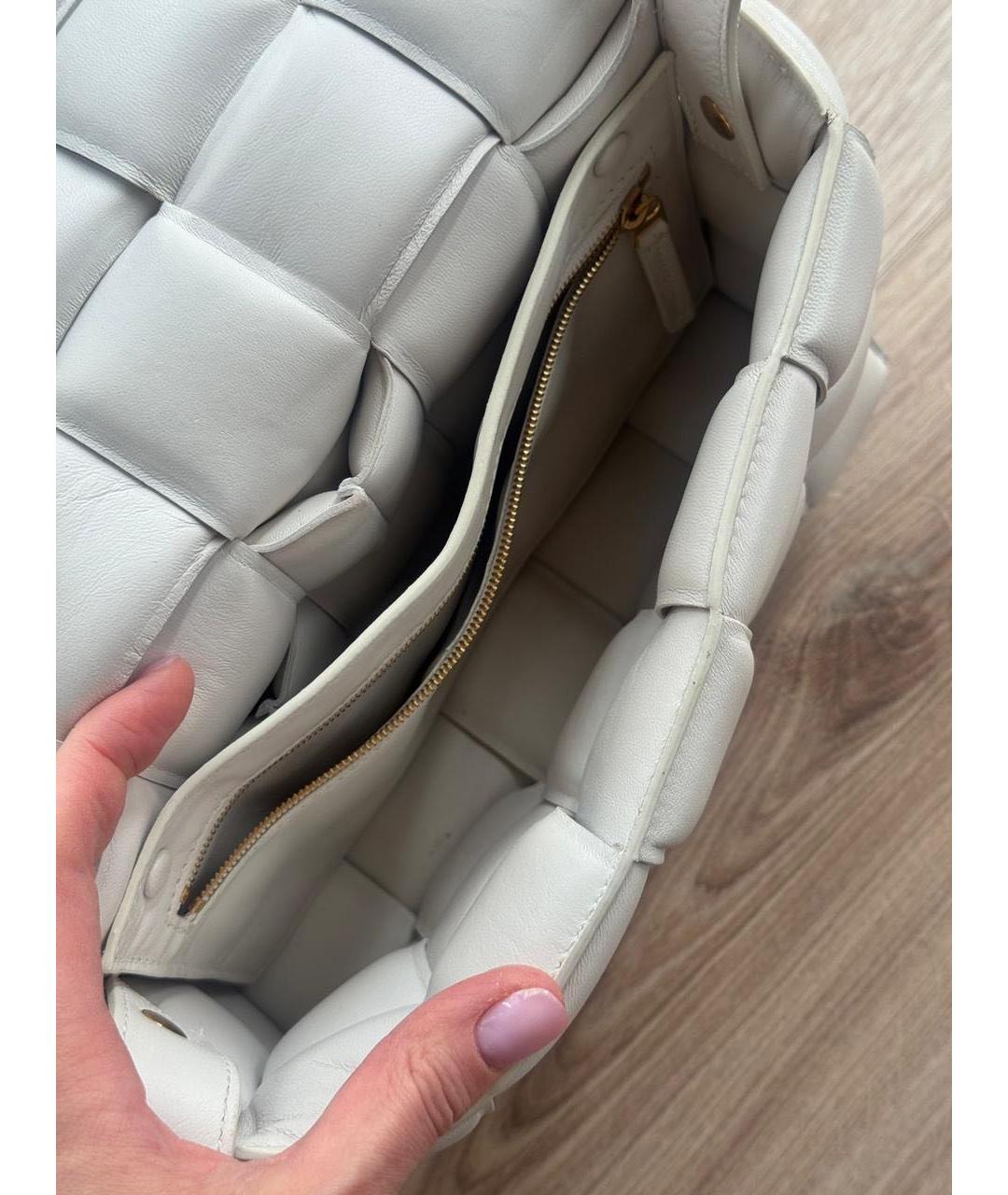 BOTTEGA VENETA Белая кожаная сумка через плечо, фото 4