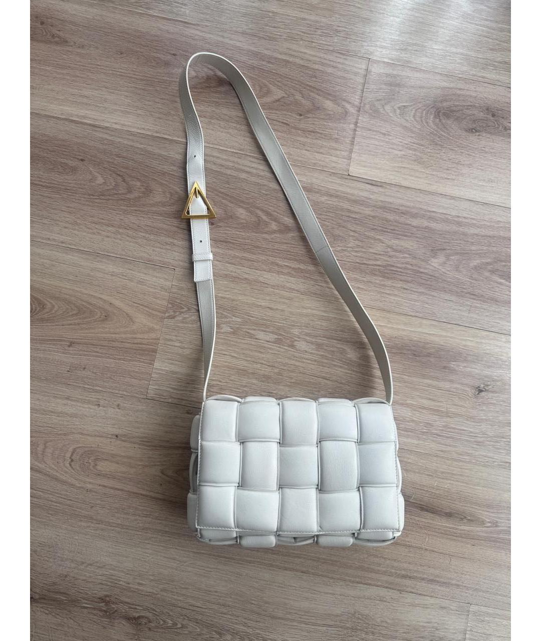 BOTTEGA VENETA Белая кожаная сумка через плечо, фото 2