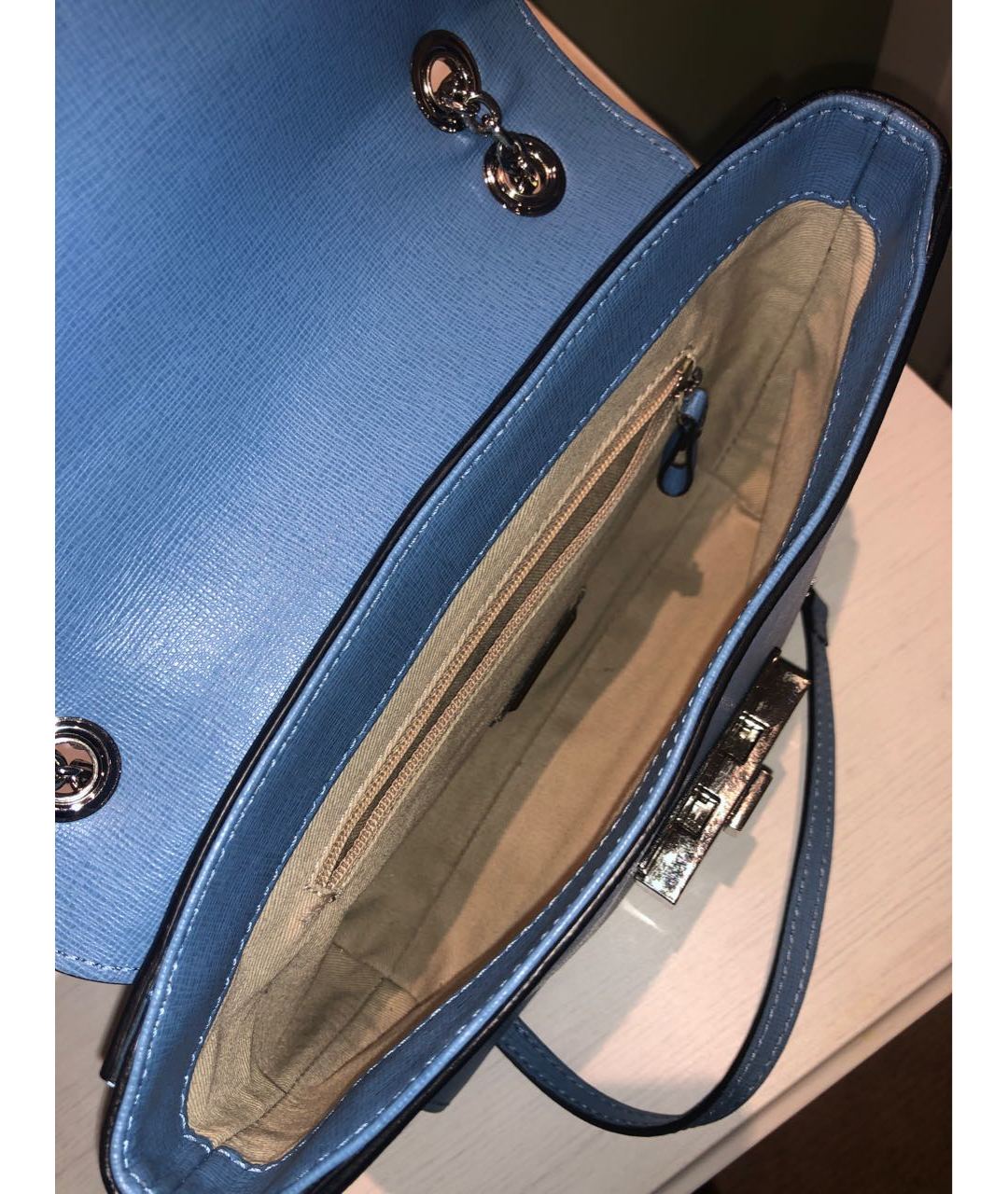 COCCINELLE Голубая кожаная сумка тоут, фото 4