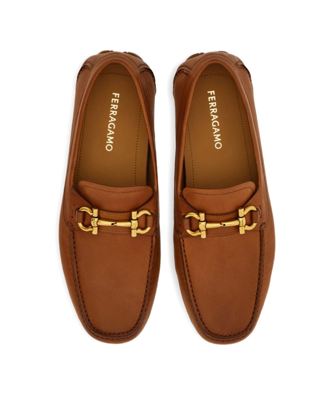 FERRAGAMO Коричневые кожаные мокасины, фото 4