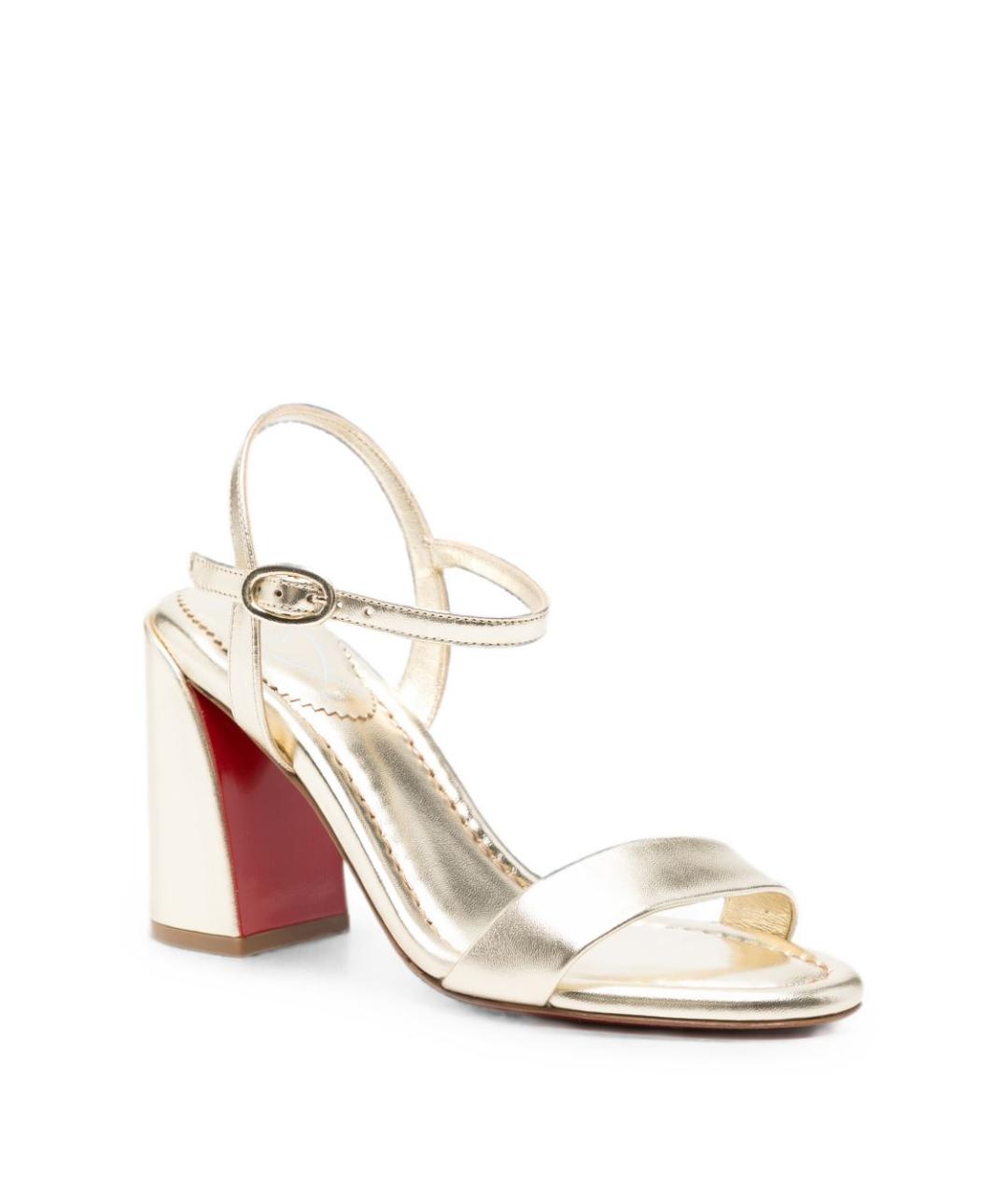 CHRISTIAN LOUBOUTIN Золотые кожаные босоножки, фото 2