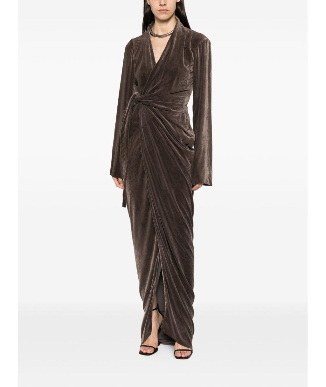 RICK OWENS Серое вискозное коктейльное платье, фото 3