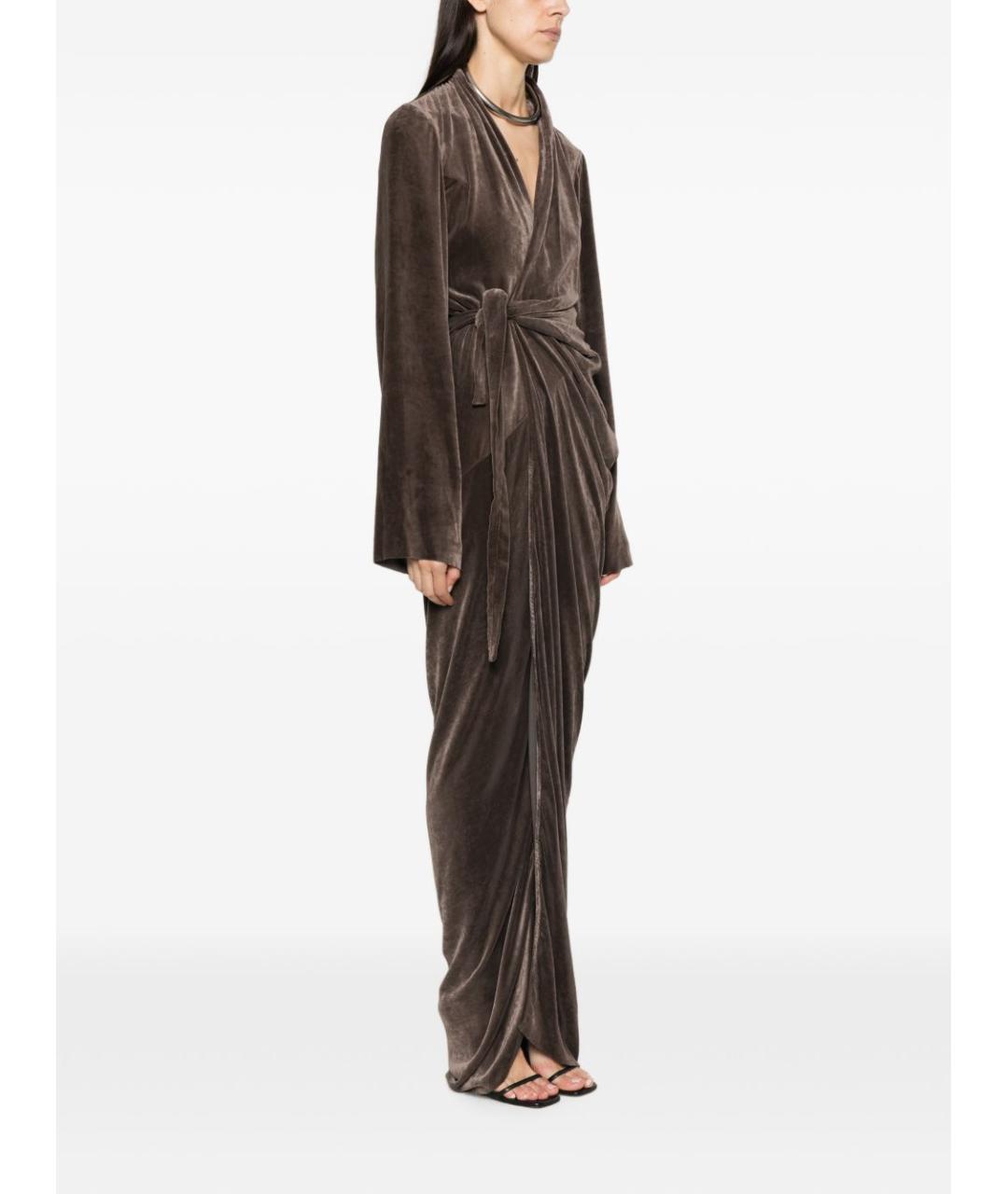 RICK OWENS Серое вискозное коктейльное платье, фото 2