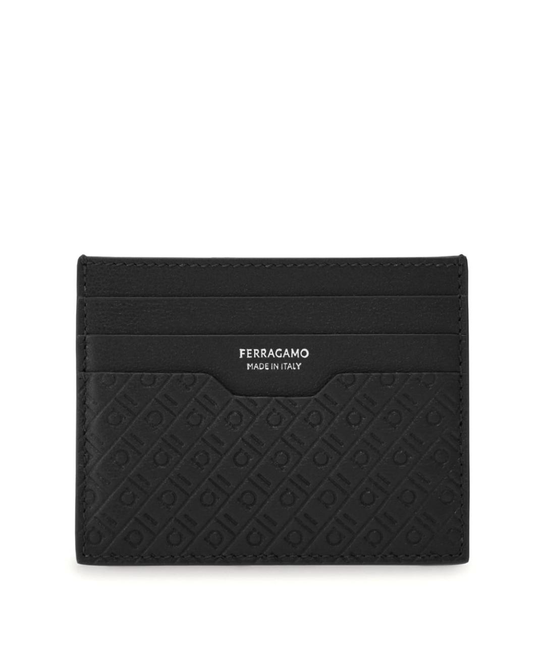 FERRAGAMO Черный кожаный кардхолдер, фото 1