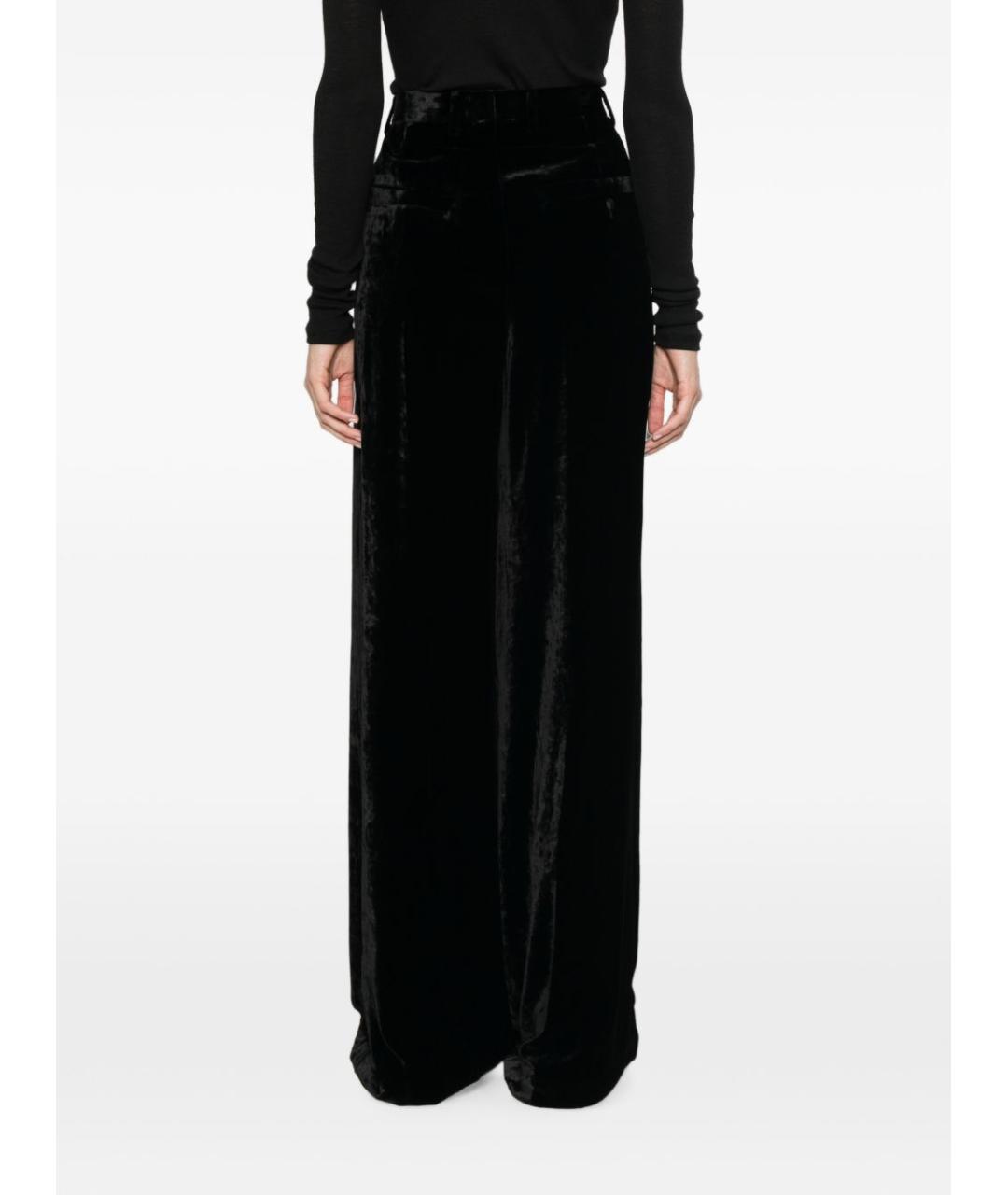 RICK OWENS Черные вискозные прямые брюки, фото 3