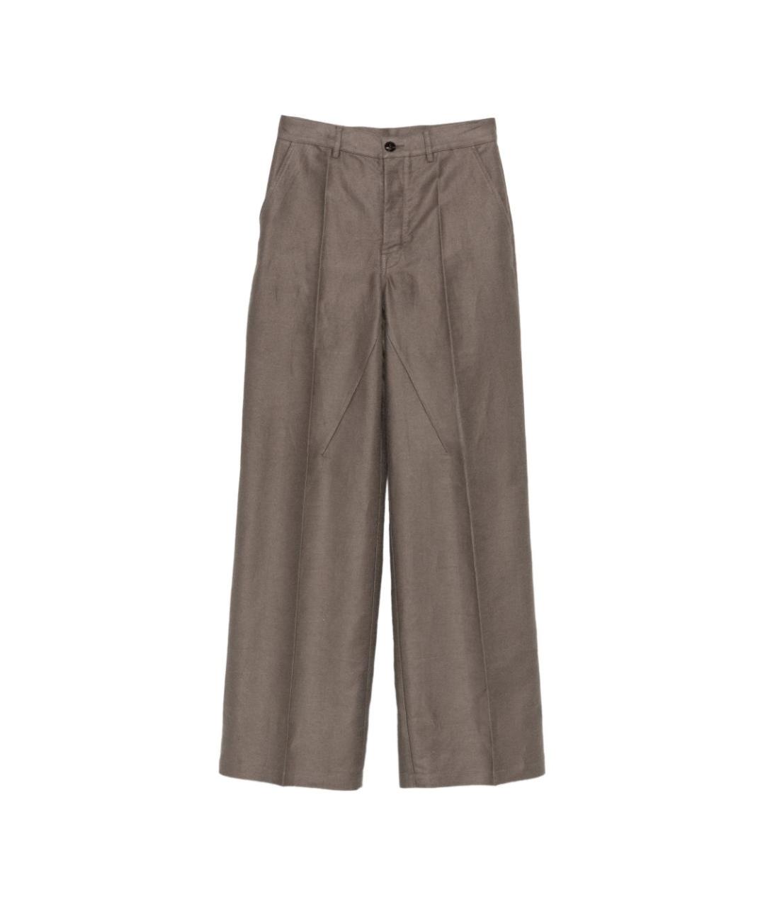RICK OWENS Серые хлопковые прямые брюки, фото 1