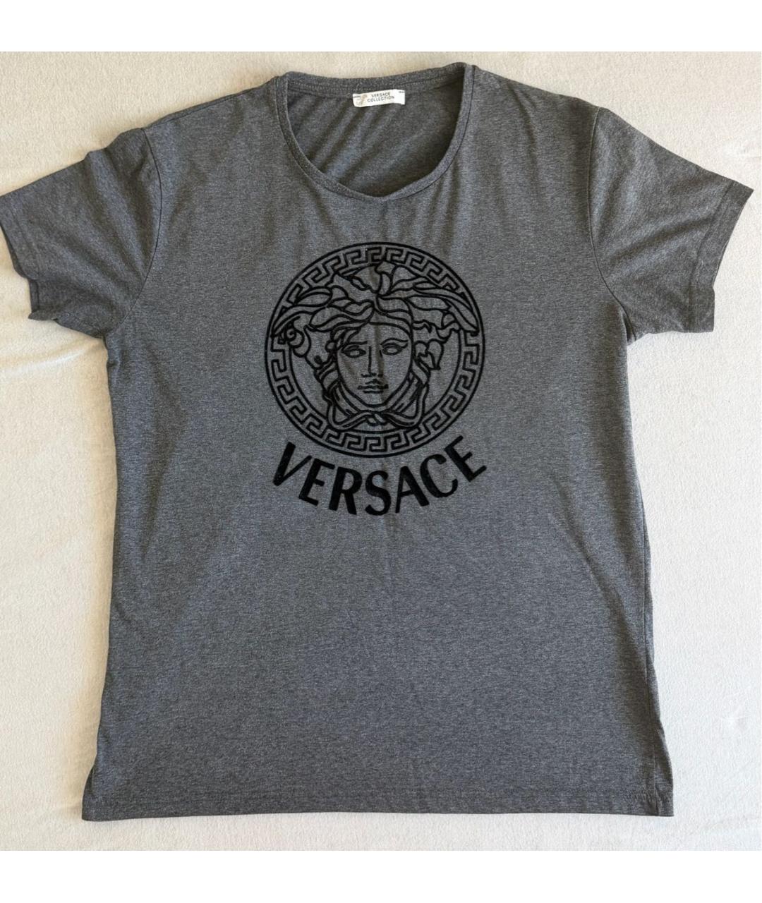 VERSACE COLLECTION Серая хлопко-эластановая футболка, фото 5