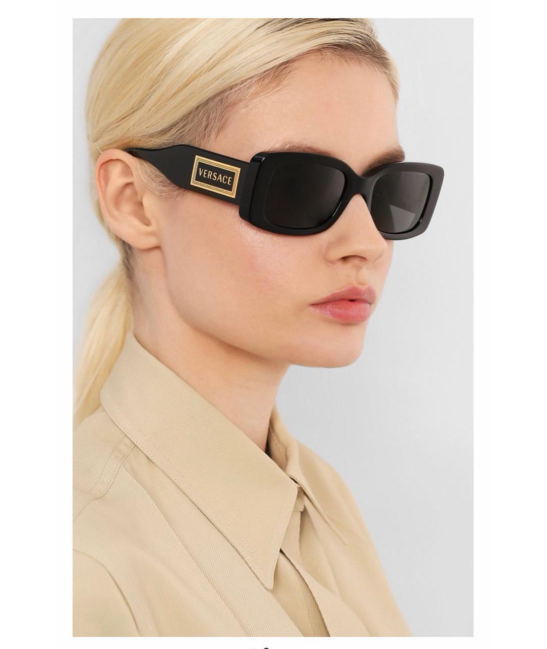 VERSACE Черные пластиковые солнцезащитные очки, фото 6