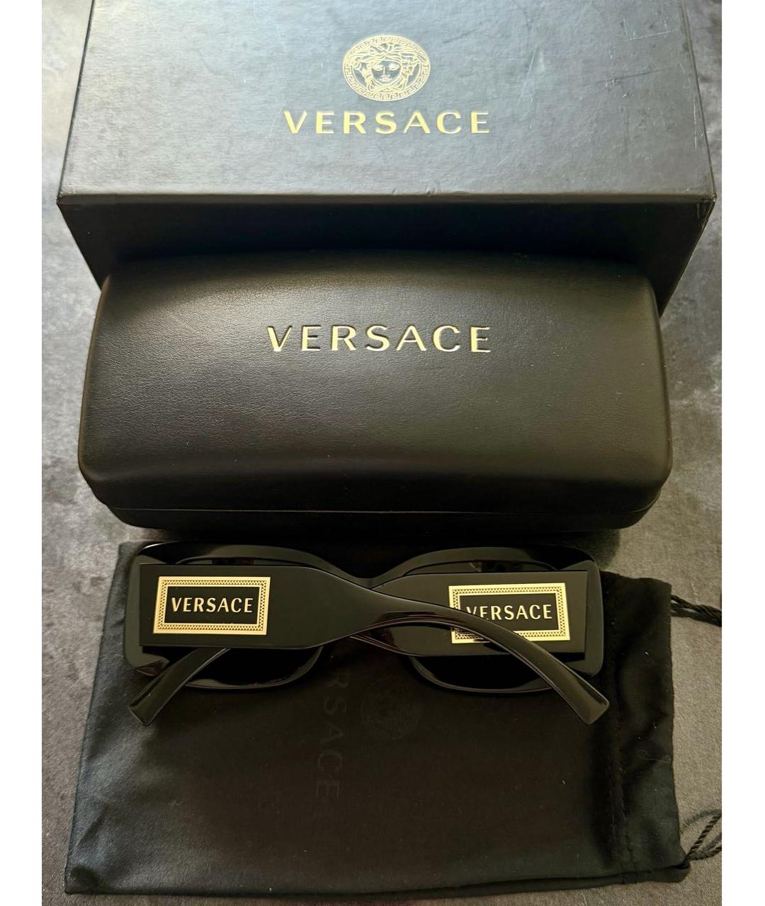VERSACE Черные пластиковые солнцезащитные очки, фото 5