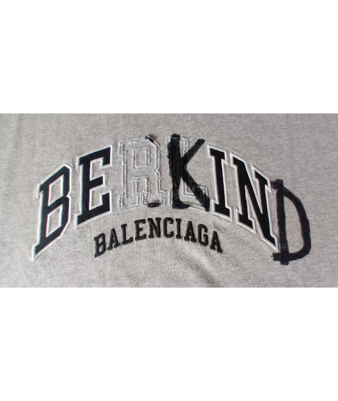 BALENCIAGA Серая хлопковая футболка, фото 3