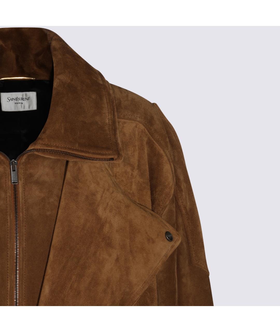 SAINT LAURENT Коричневая замшевая куртка, фото 8