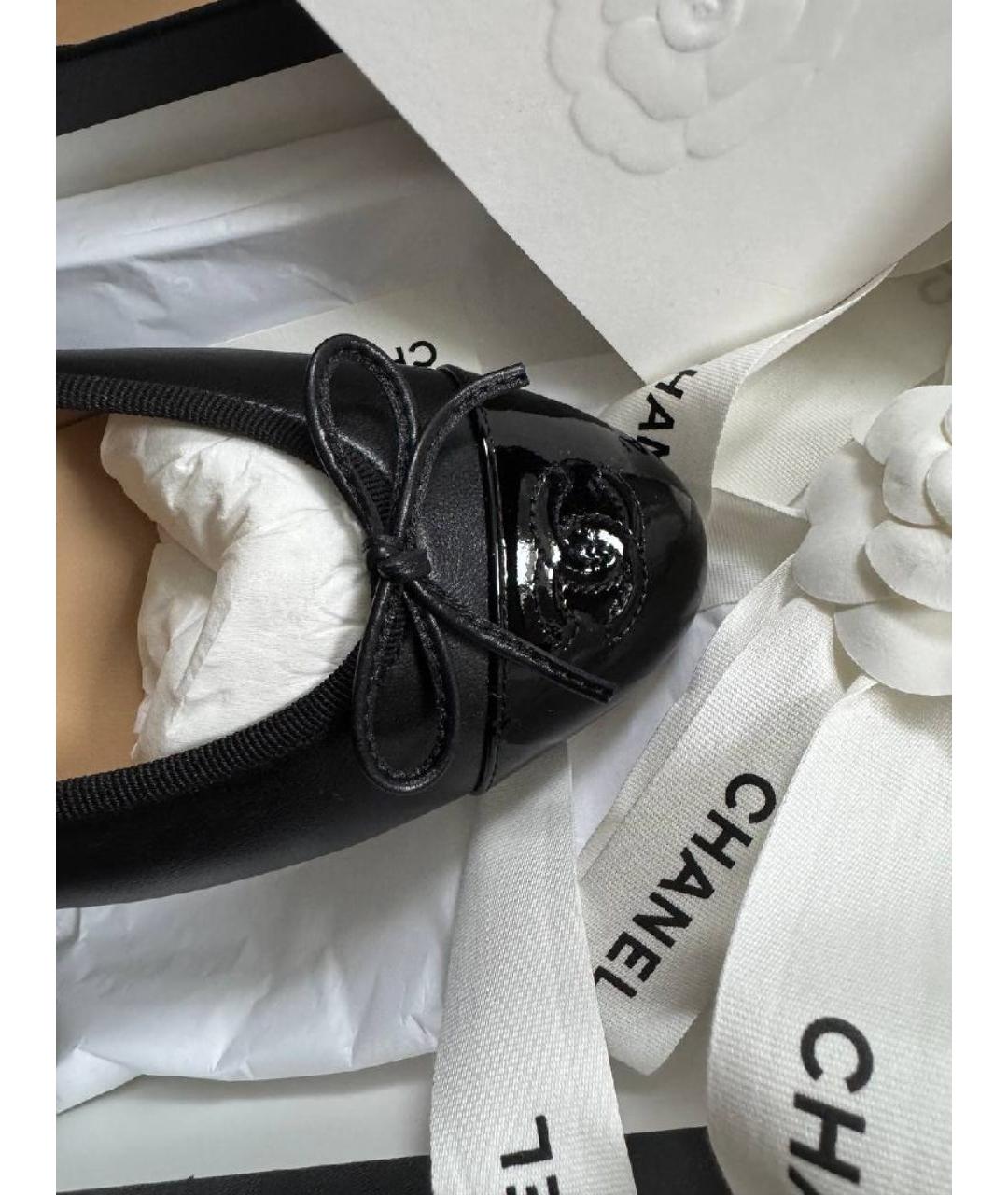 CHANEL Черные кожаные балетки, фото 5