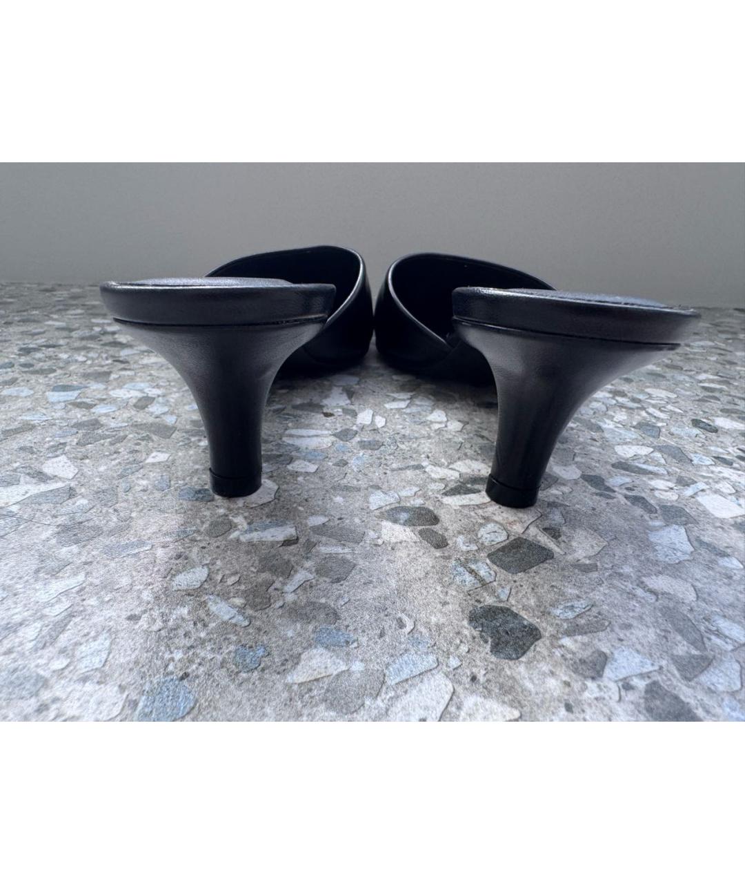 JIL SANDER Черные кожаные мюли, фото 6