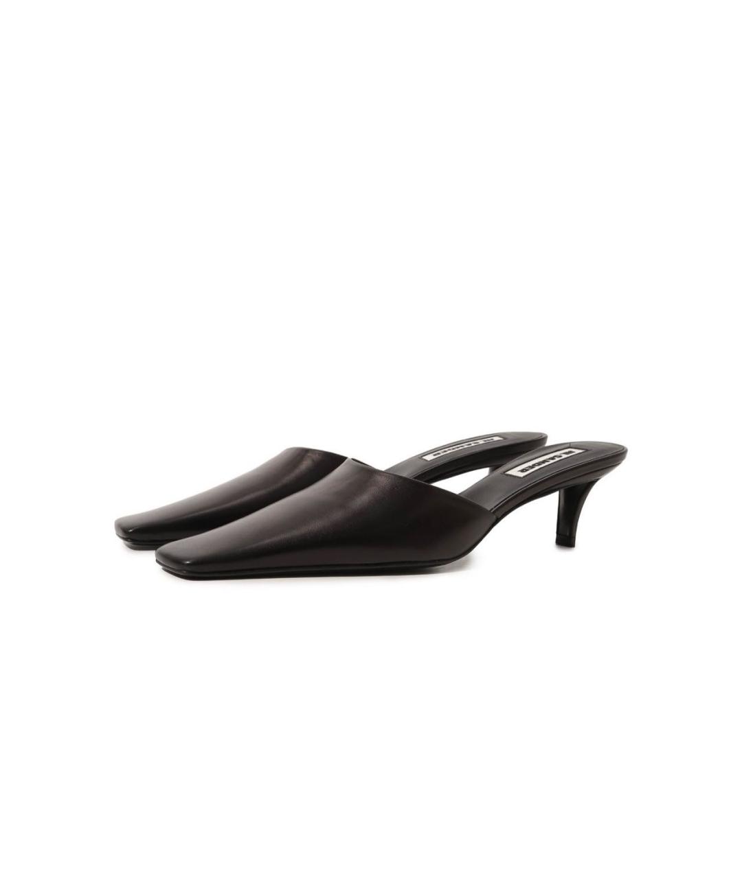 JIL SANDER Черные кожаные мюли, фото 4