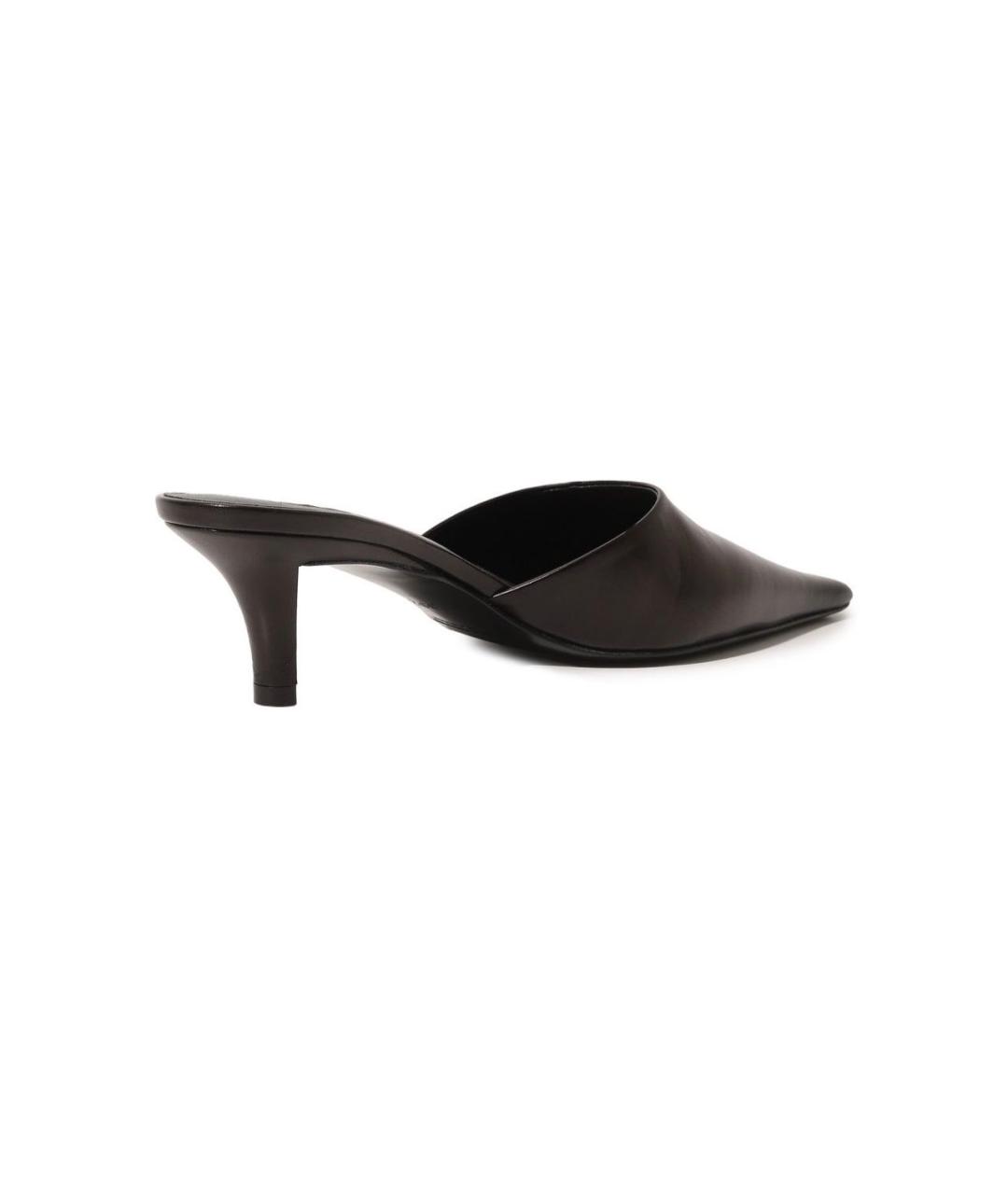 JIL SANDER Черные кожаные мюли, фото 3