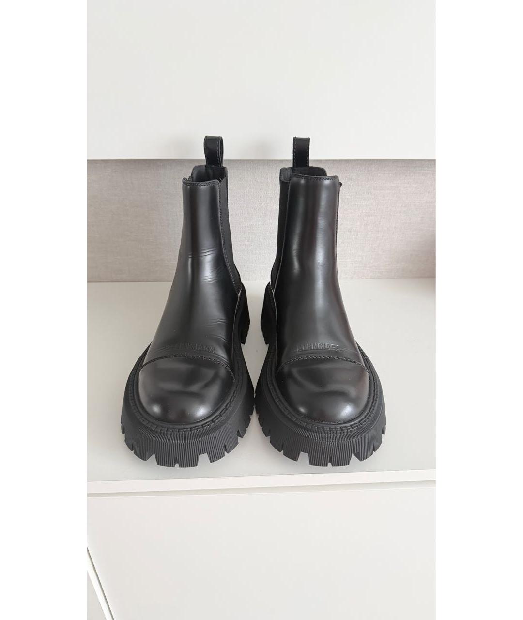 BALENCIAGA Черные кожаные ботинки, фото 2