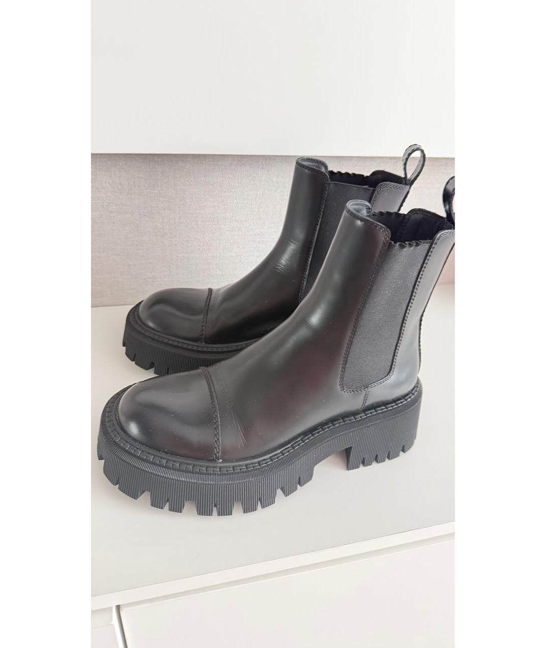 BALENCIAGA Черные кожаные ботинки, фото 3