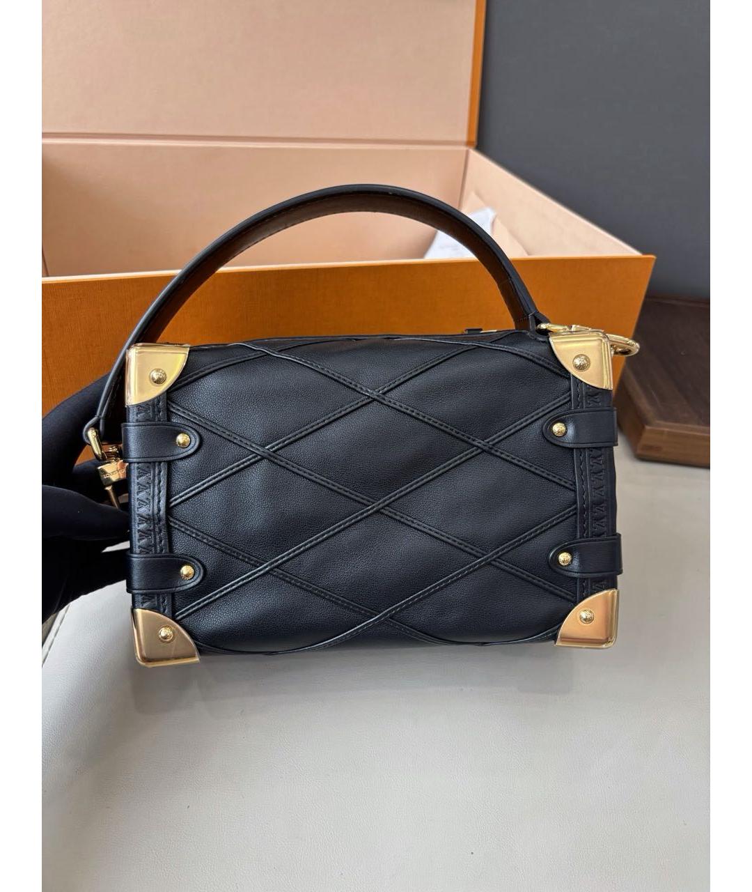 LOUIS VUITTON Черная кожаная сумка с короткими ручками, фото 4