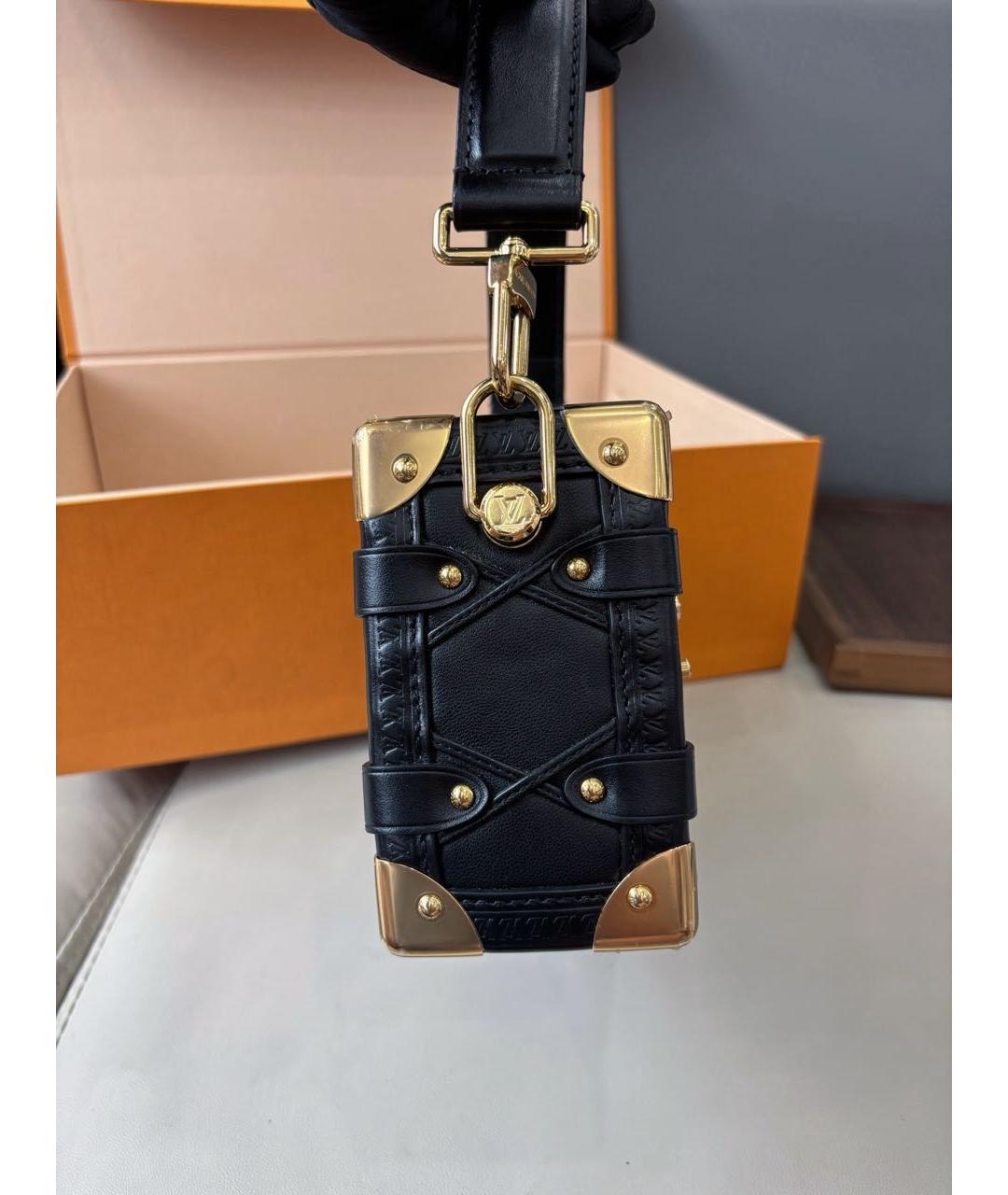 LOUIS VUITTON Черная кожаная сумка с короткими ручками, фото 3