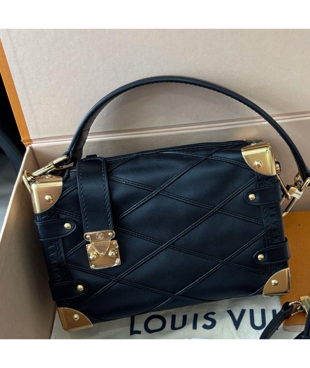 LOUIS VUITTON Черная кожаная сумка с короткими ручками, фото 2
