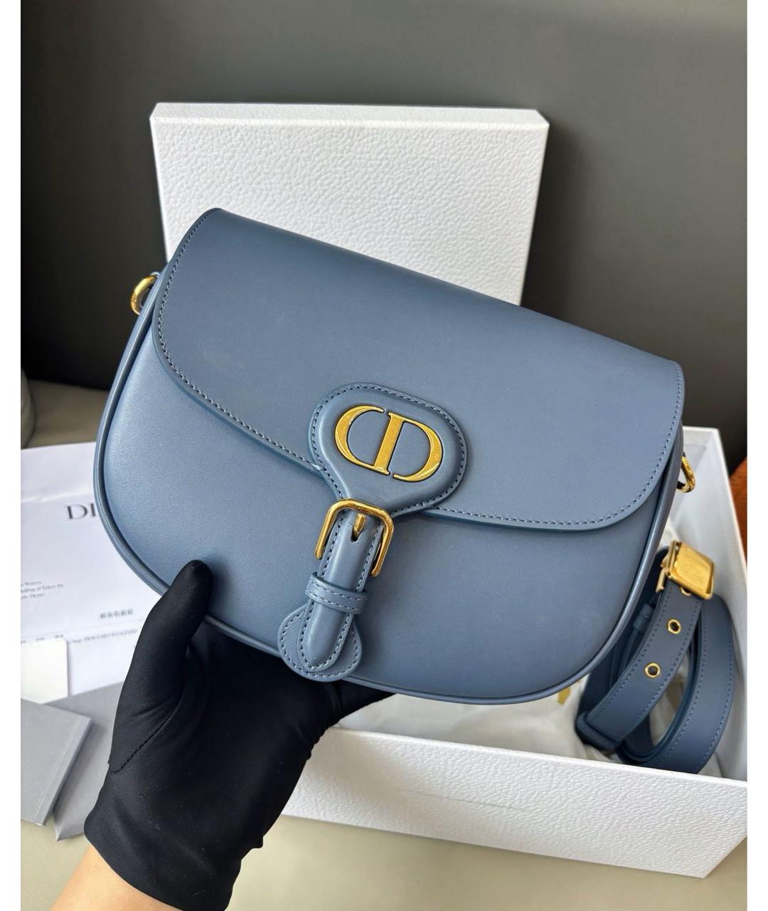 CHRISTIAN DIOR Голубая кожаная сумка через плечо, фото 2