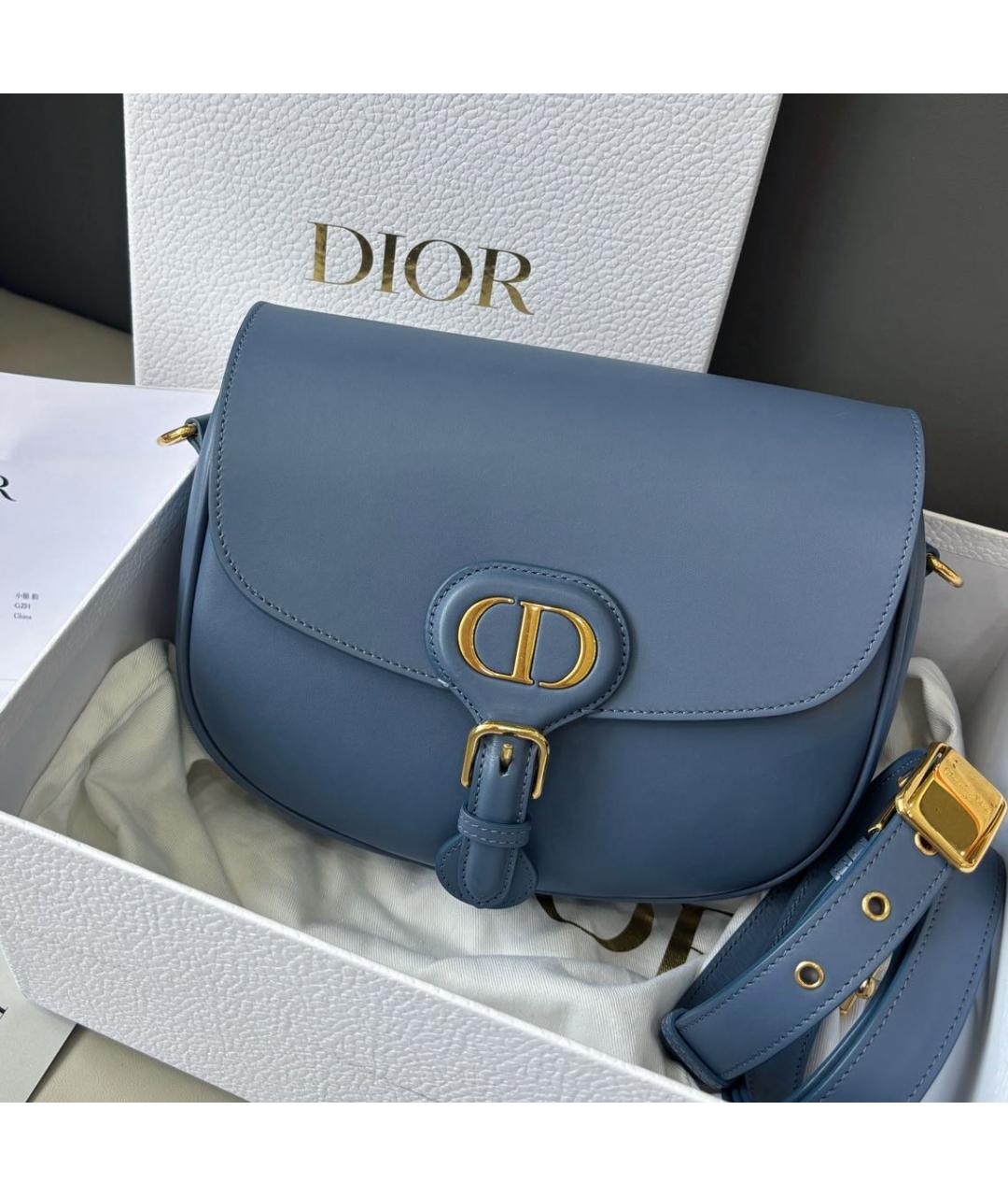 CHRISTIAN DIOR Голубая кожаная сумка через плечо, фото 8