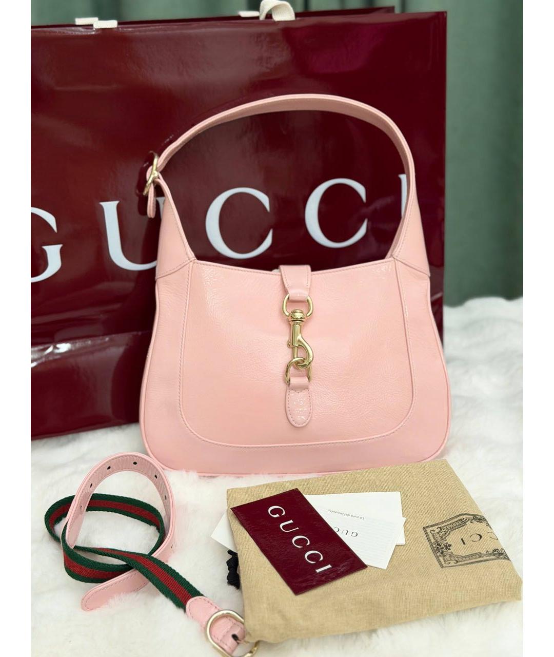 GUCCI Розовая кожаная сумка с короткими ручками, фото 2