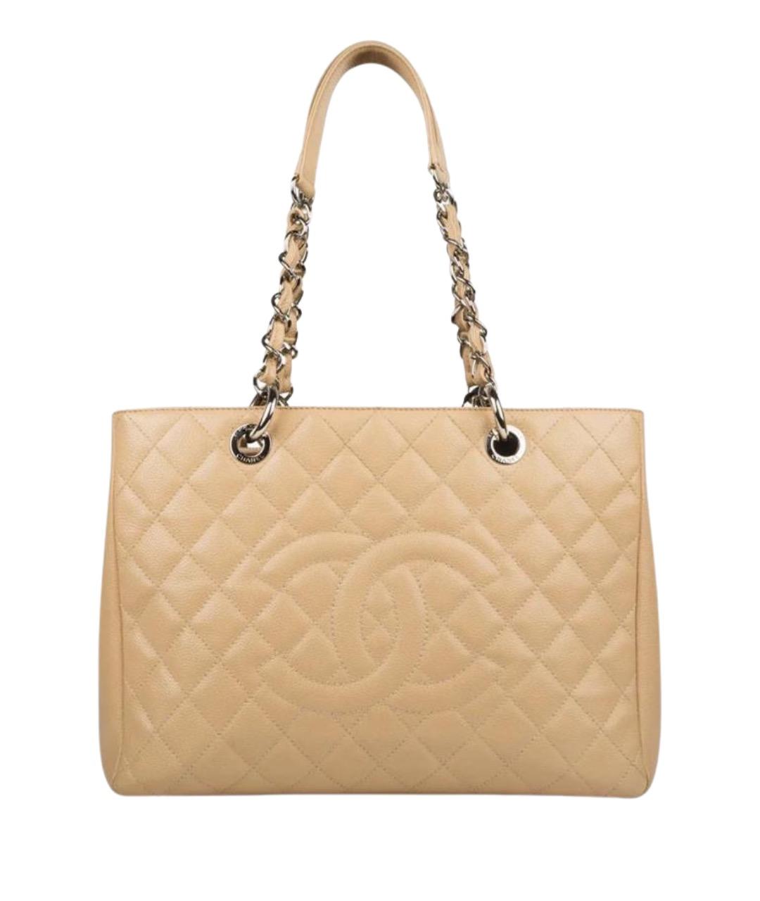 CHANEL Бежевая кожаная сумка тоут, фото 1