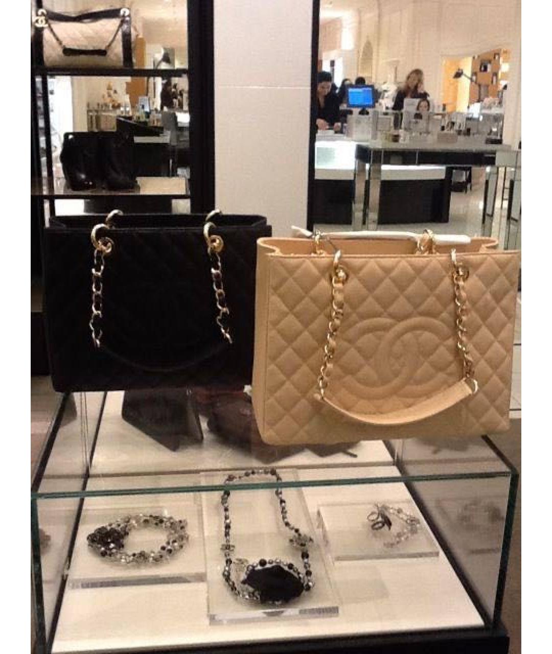 CHANEL Бежевая кожаная сумка тоут, фото 7