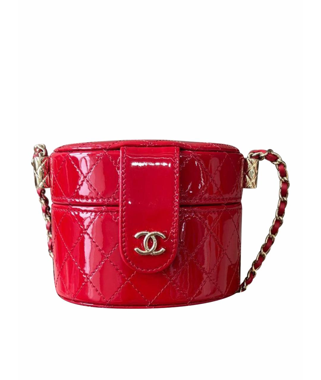 CHANEL Красная сумка через плечо из лакированной кожи, фото 1