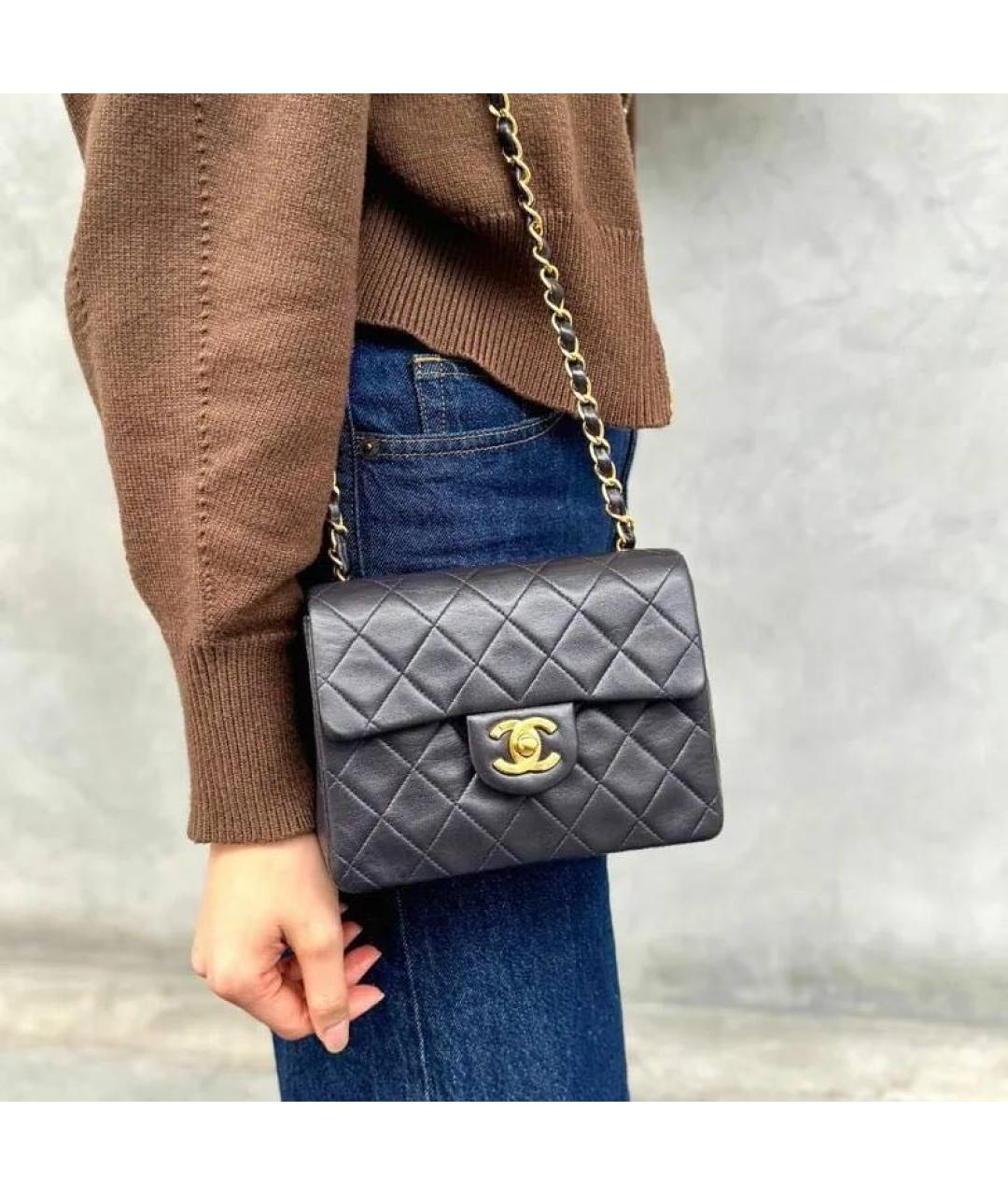 CHANEL Черная кожаная сумка через плечо, фото 8