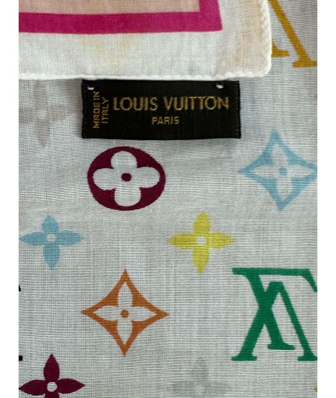 LOUIS VUITTON Белый шелковый платок, фото 3