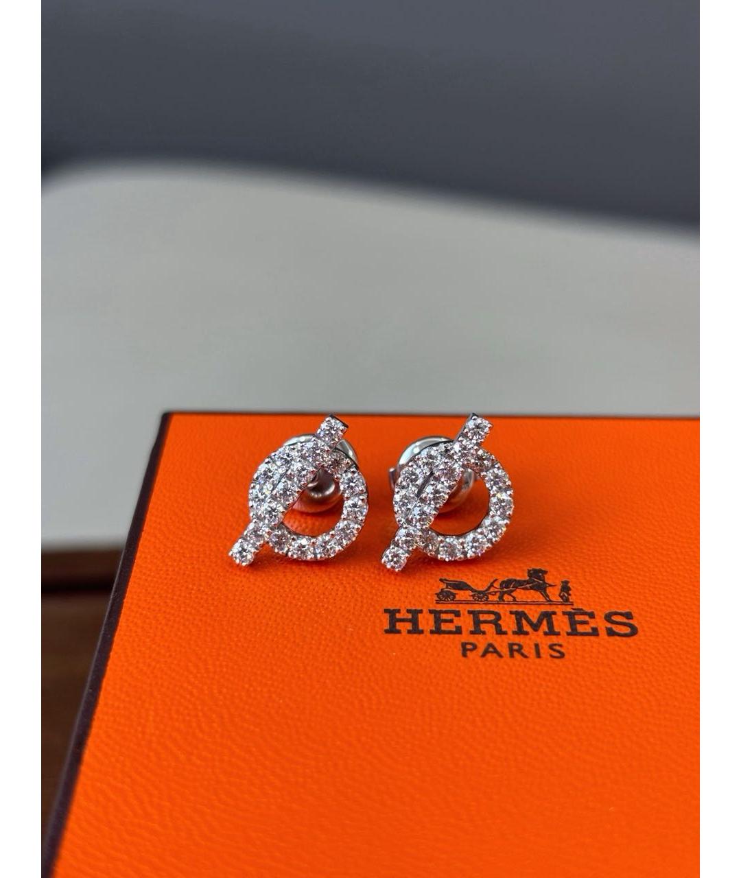 HERMES Бирюзовые серьги из белого золота, фото 2