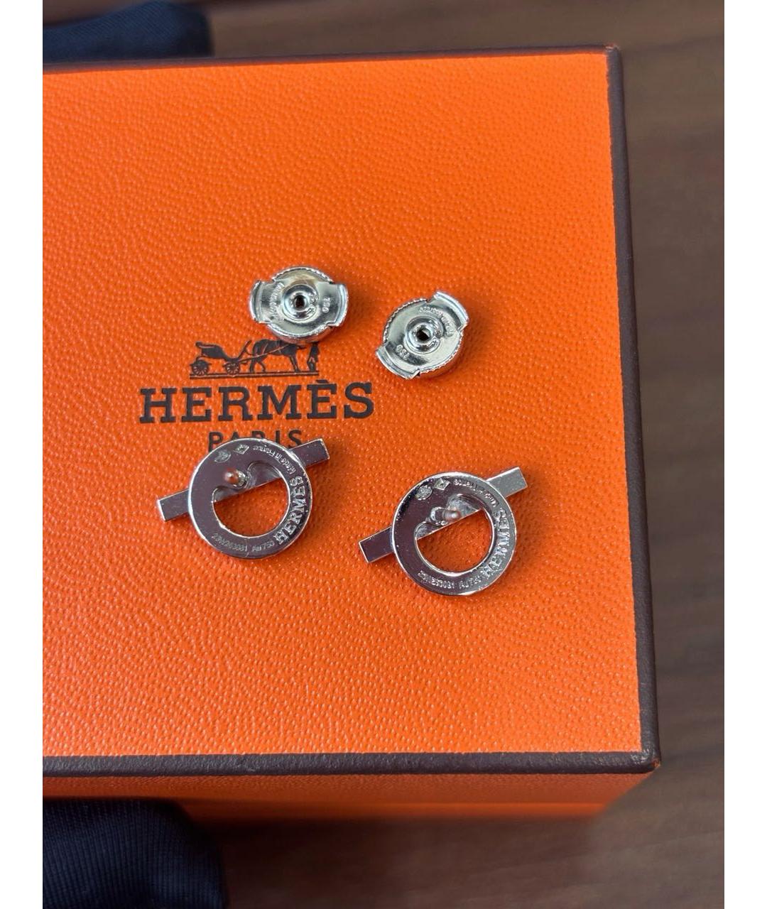 HERMES Бирюзовые серьги из белого золота, фото 6