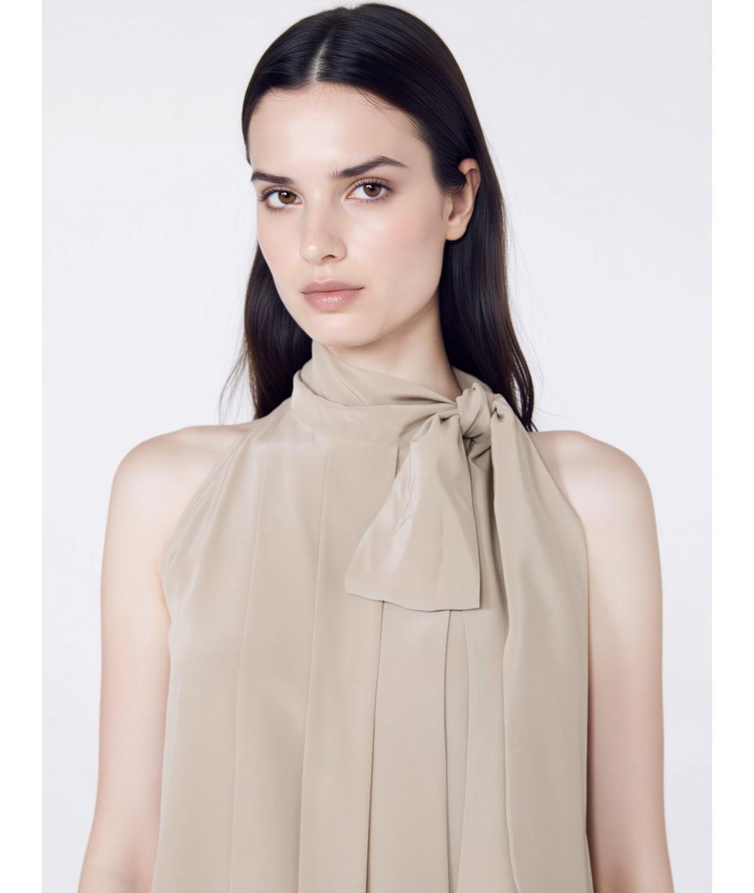 MAX MARA Бежевая шелковая блузы, фото 5